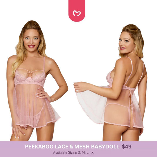 Peekaboo Lace & Mesh Babydoll Set - 5 LEFT!