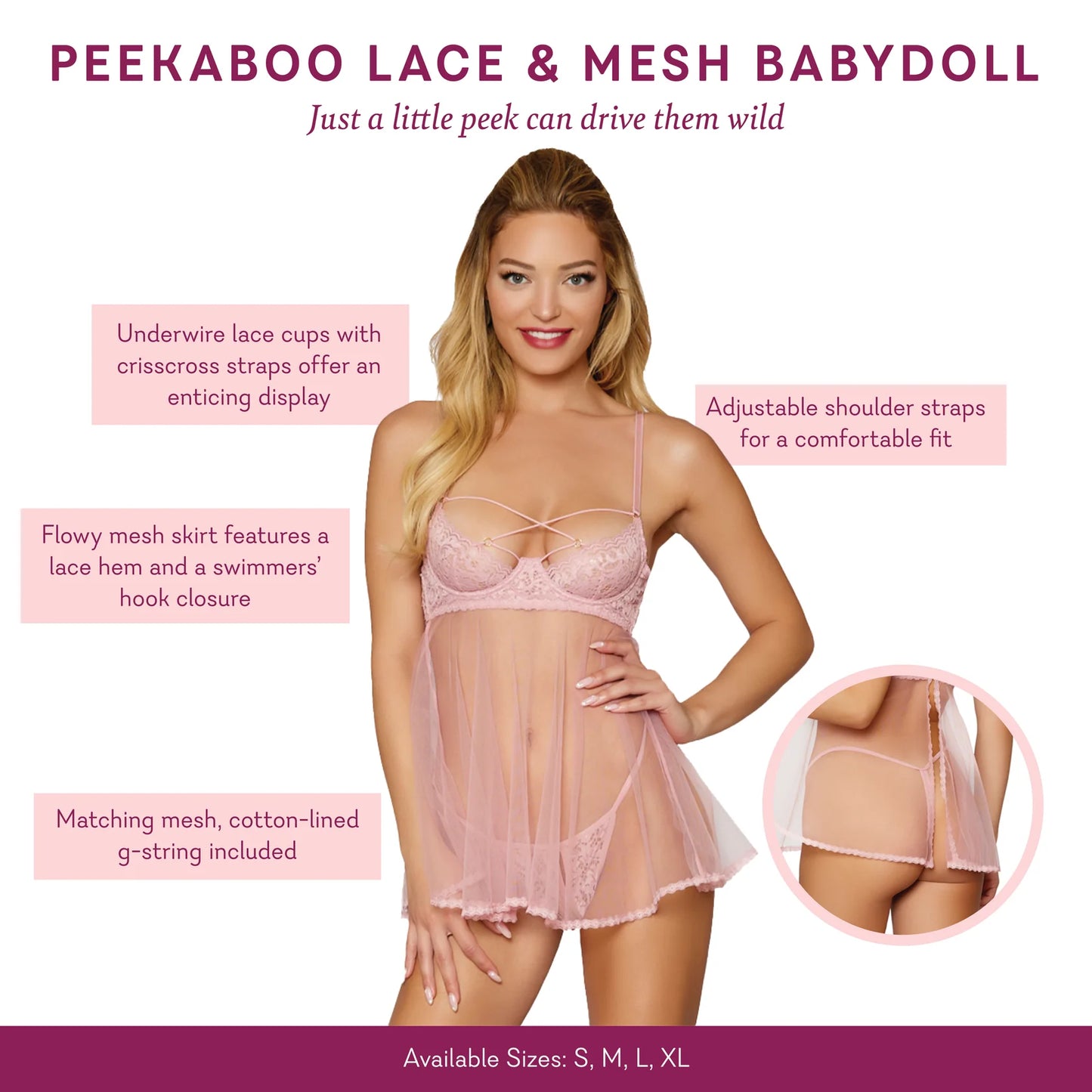 Peekaboo Lace & Mesh Babydoll Set - NEW!