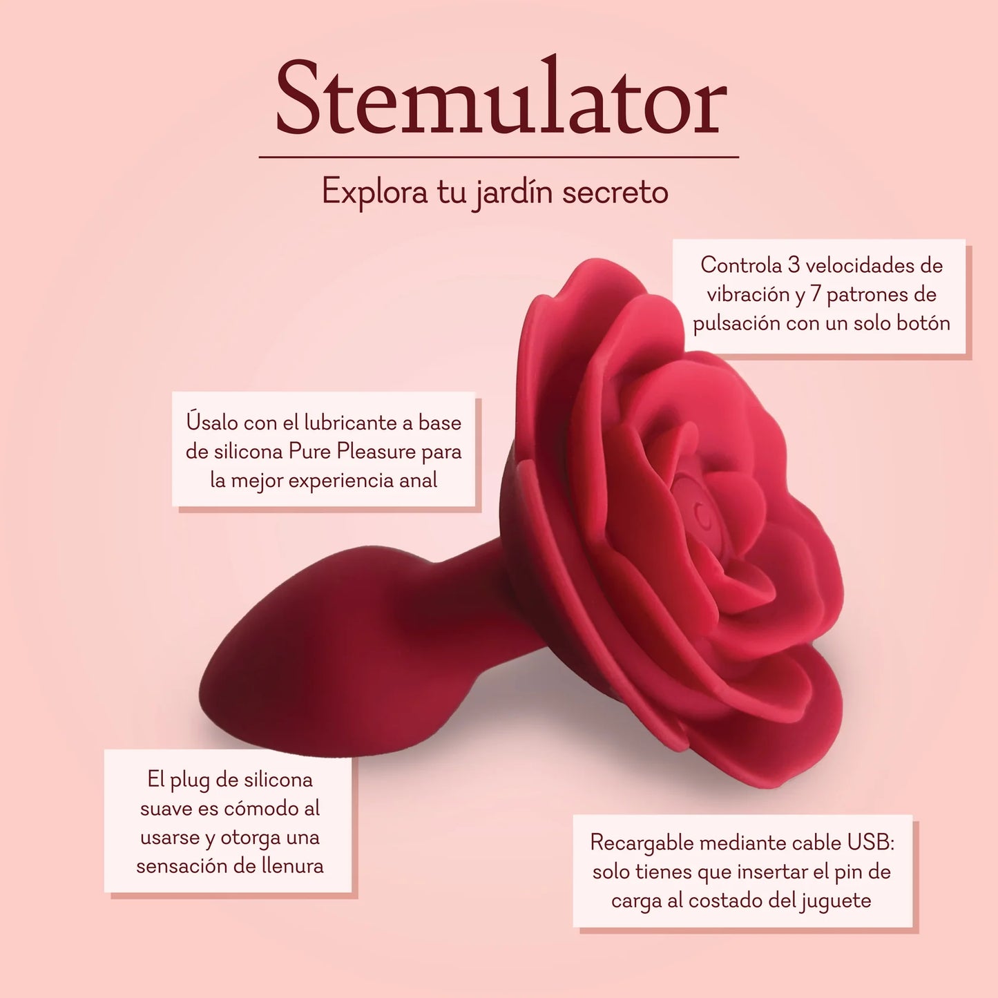 Stemulator Rose Vibrating Butt Plug - 1 LEFT!