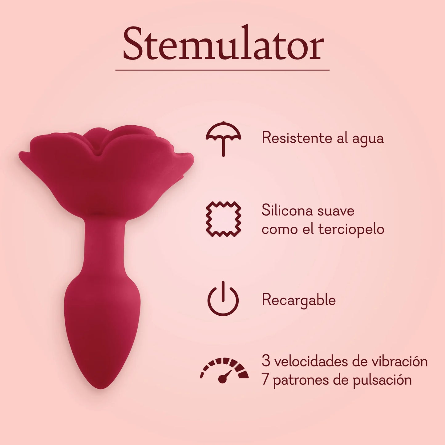 Stemulator Rose Vibrating Butt Plug - 1 LEFT!