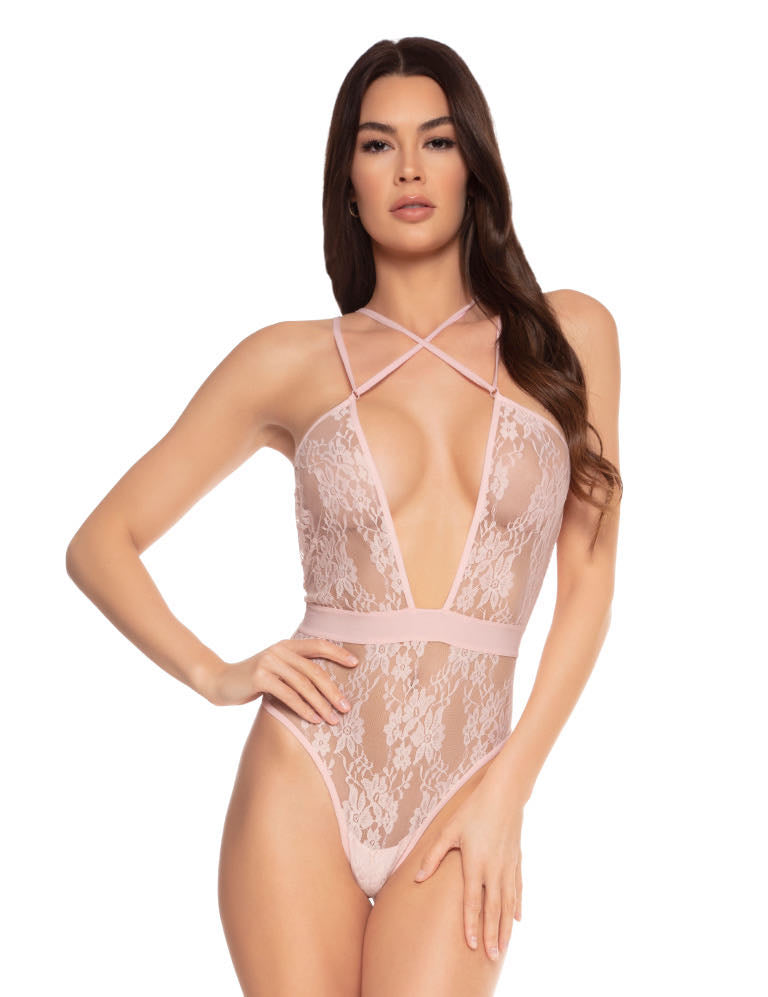 Strappy Thong Bodysuit - Pink Champagne - 1 LEFT!