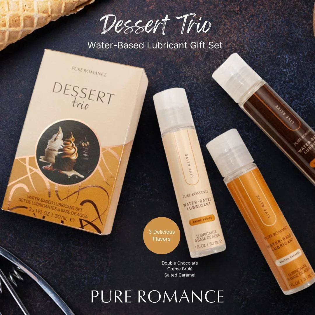 Desert Trio - Double Chocolate, Crème Brûlée, & Salted Caramel. Just Like Me Dessert Lubricant - 10 LEFT!