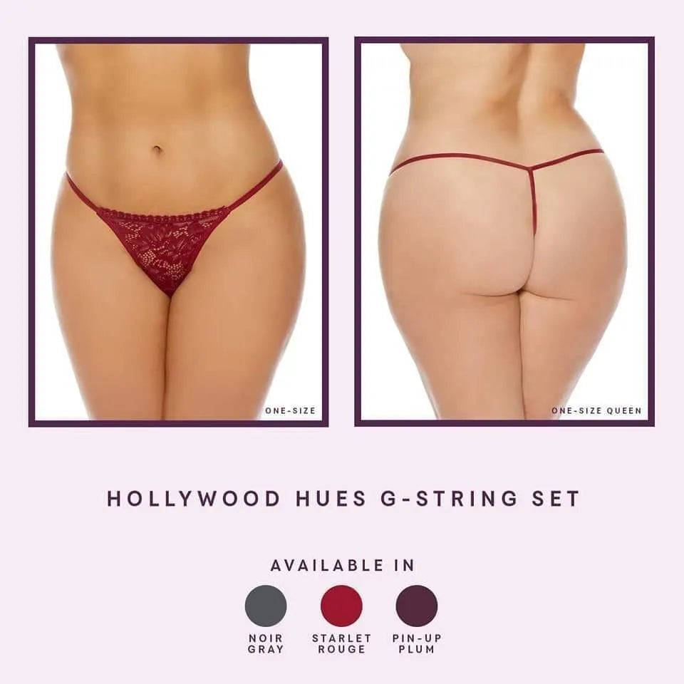 Hollywood Hues G-String Panty Set - 3 Pack - 8 LEFT!